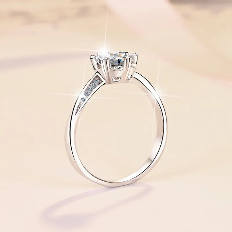 Snowflake Design PT950 Platinum 1CT Moissanite Ring Women's Sparkling Daily Engagement Band