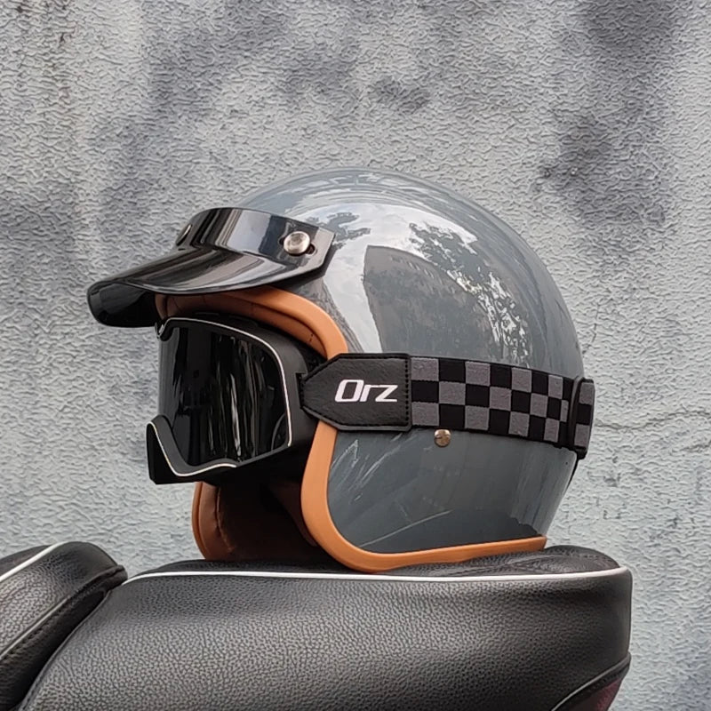 Retro semi-open motorcycle helmet cross-country motorcycle accessories motorcycle helmet 3/4 retro helmet in winter