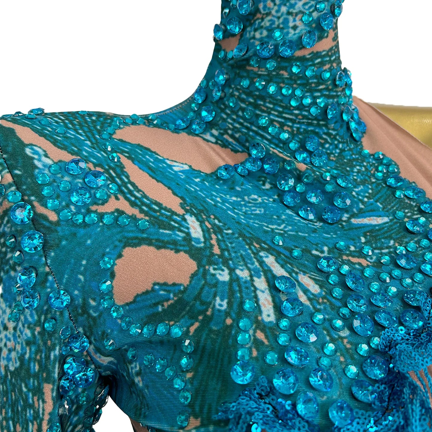 Sparkly Sequins Tassel One Shoulder Tight Bodysuit Women Dance Leotard Outfit Nightclub Bar Performance Costume Stage Wear Duxiu