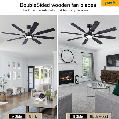62-Inch Ceiling Fan with Light & Remote, 8 Blades, 6-Speed DC Motor, Quiet Timer for Indoor/Outdoor Use