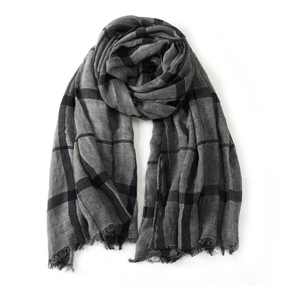 Fashion Plaid Cotton Linen Men Scarves Autumn Winter Warm Men's Scarf Short Tassel Bufanda Male Accessories Pashmina Shawl