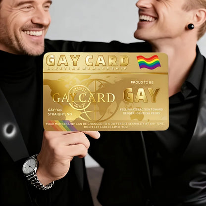 Gay Pride Lifetime Membership Cards Decorative PVC Non Sticker High End Golden Rainbow, PVC Material for LGBT Community Gift