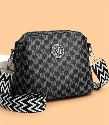Synthetic Faux Leather Shoulder Bag For Women Retro Crossbody Bag with Golden "M" Monogram, Purse Work, Travel, Parties & Gifts