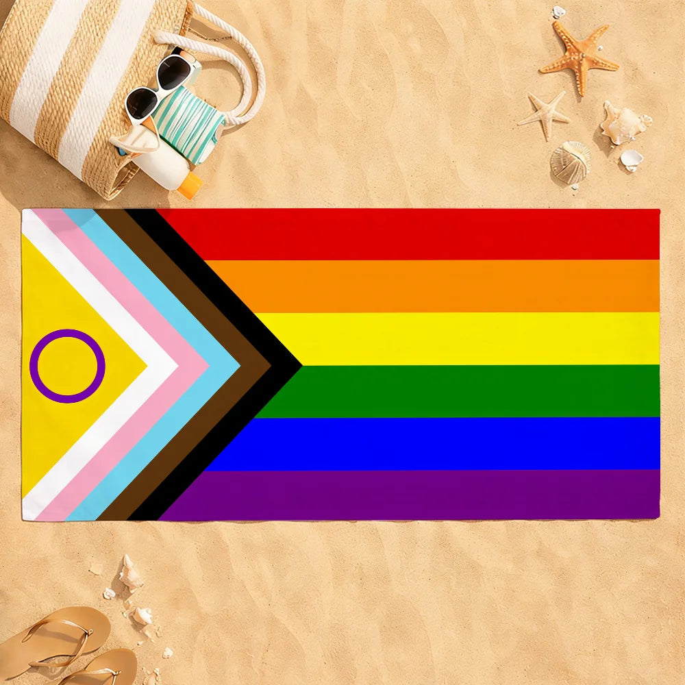 LGBT Gay Rainbow Pride Towel Quick Dry Absorbent Beach Towel for Sports, Fitness, Swimming and Outdoor Activities