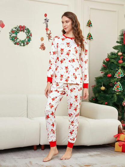 New 2025 Cartoon Allover Print Christmas Pajamas in Set Couples Casual Sleepwear Children's Clothing Baby Dog Romper Family Look