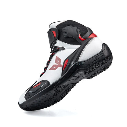 DUHAN  Motorcycle Boots Male Boots for Men Motocross Waterproof Anti Slip Fall Prevention Mid Top Leather Cycling Riding Shoes
