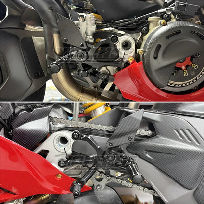Motorcycle Carbon Fiber Adjustable Footrests Rear Set Footpeg Rearset Foot Peg Pedal For PANIGALE V4 Panigale V4S 2025