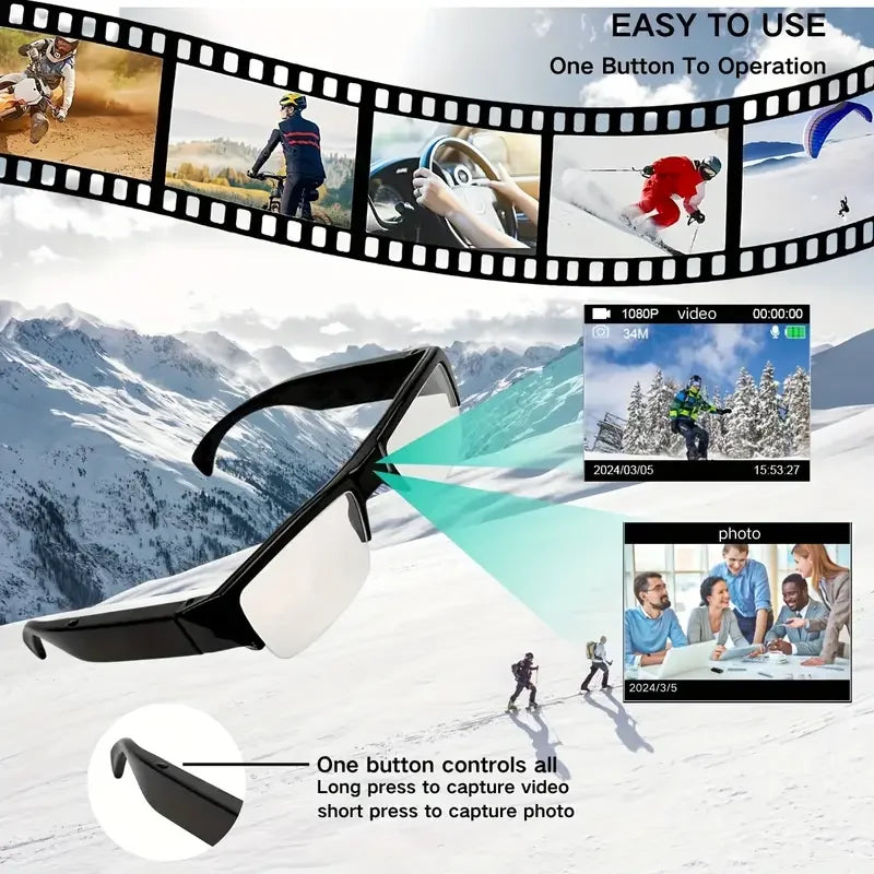 Portable 1080P HD Mini Glasses With Camera Video Recorder Wearable glasses Camera Outdoor Sports DV DVR Surveillance Camcorder