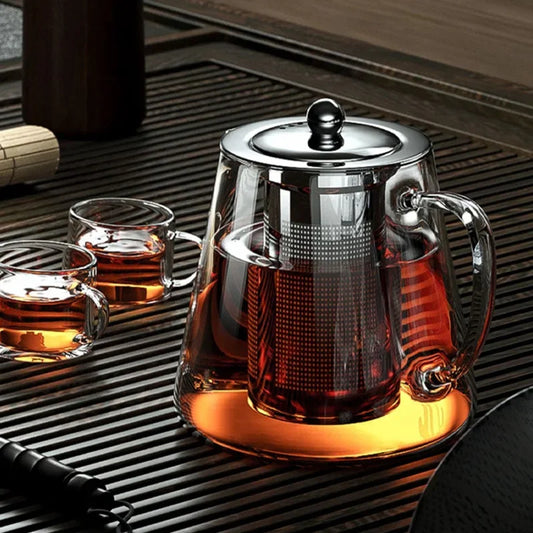 450/1300ML Arshen Filterable Heat-resistant Glass Teapot With 304 Stainless Steel filter Can Heated on Fire Clear Glass Teapot