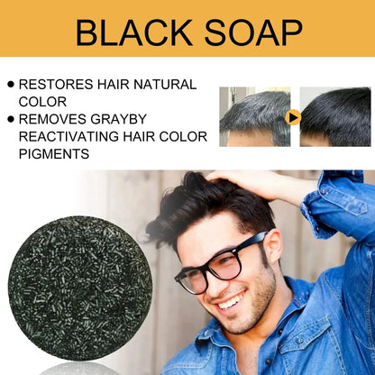 Magic White Hair to Black Shampoo Dye Soap Natural Color Soap Restore Gray Beard Cover Gray Hair Dye Hair Fixing Shampoo