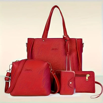 4pcs Women Tote Bag, Handbag Purse Shoulder Crossbody Bags for Woman Storage Bag, Synthetic, Zipper Closure, Small Messenger Bag