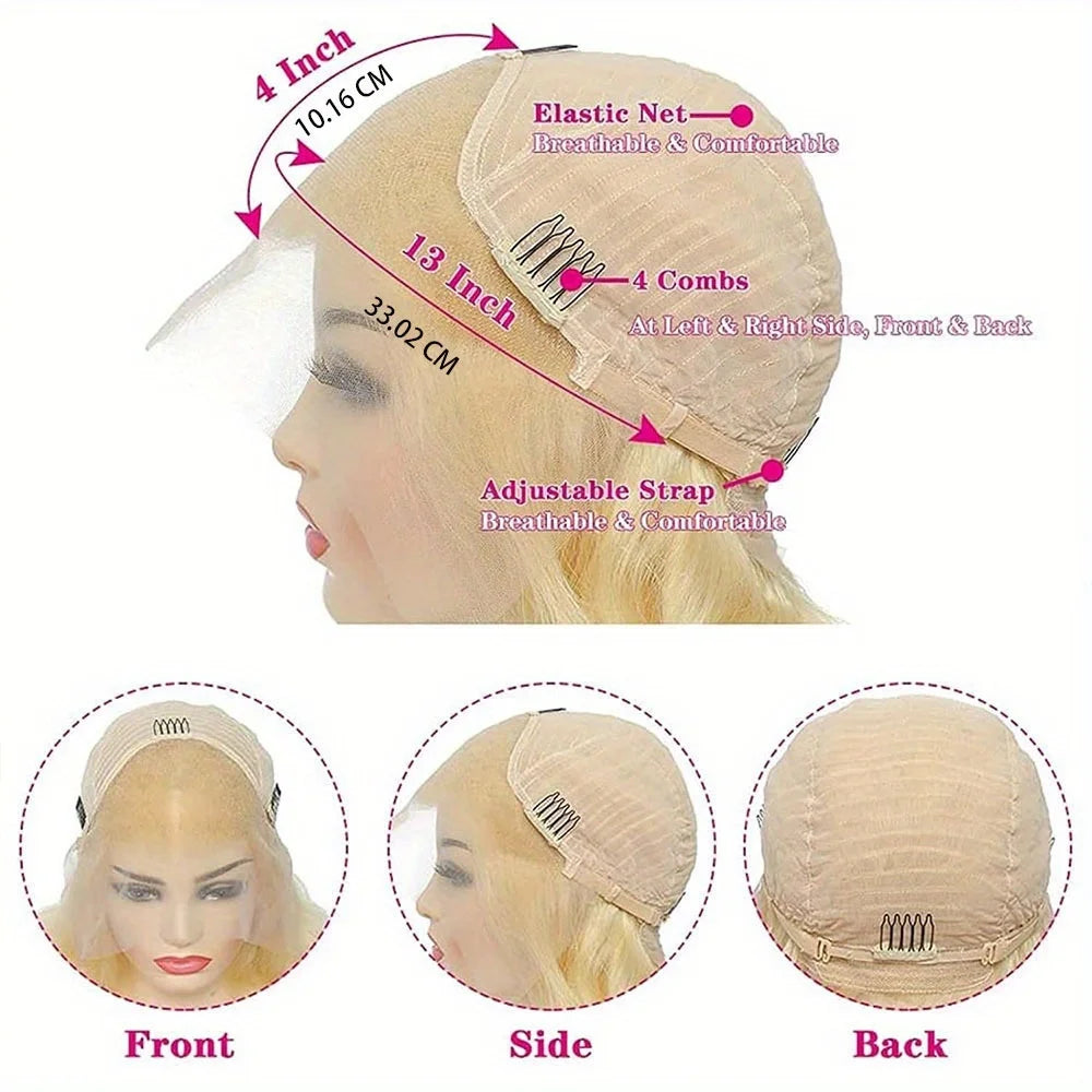 13x4 13x6 Body Wave Blonde Lace Front Wig 613 Human Hair Pre Plucked 250% Density HD Transparent Lace Frontal Wig 100% Human Wig