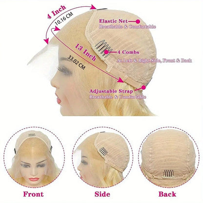 13x4 13x6 Body Wave Blonde Lace Front Wig 613 Human Hair Pre Plucked 250% Density HD Transparent Lace Frontal Wig 100% Human Wig
