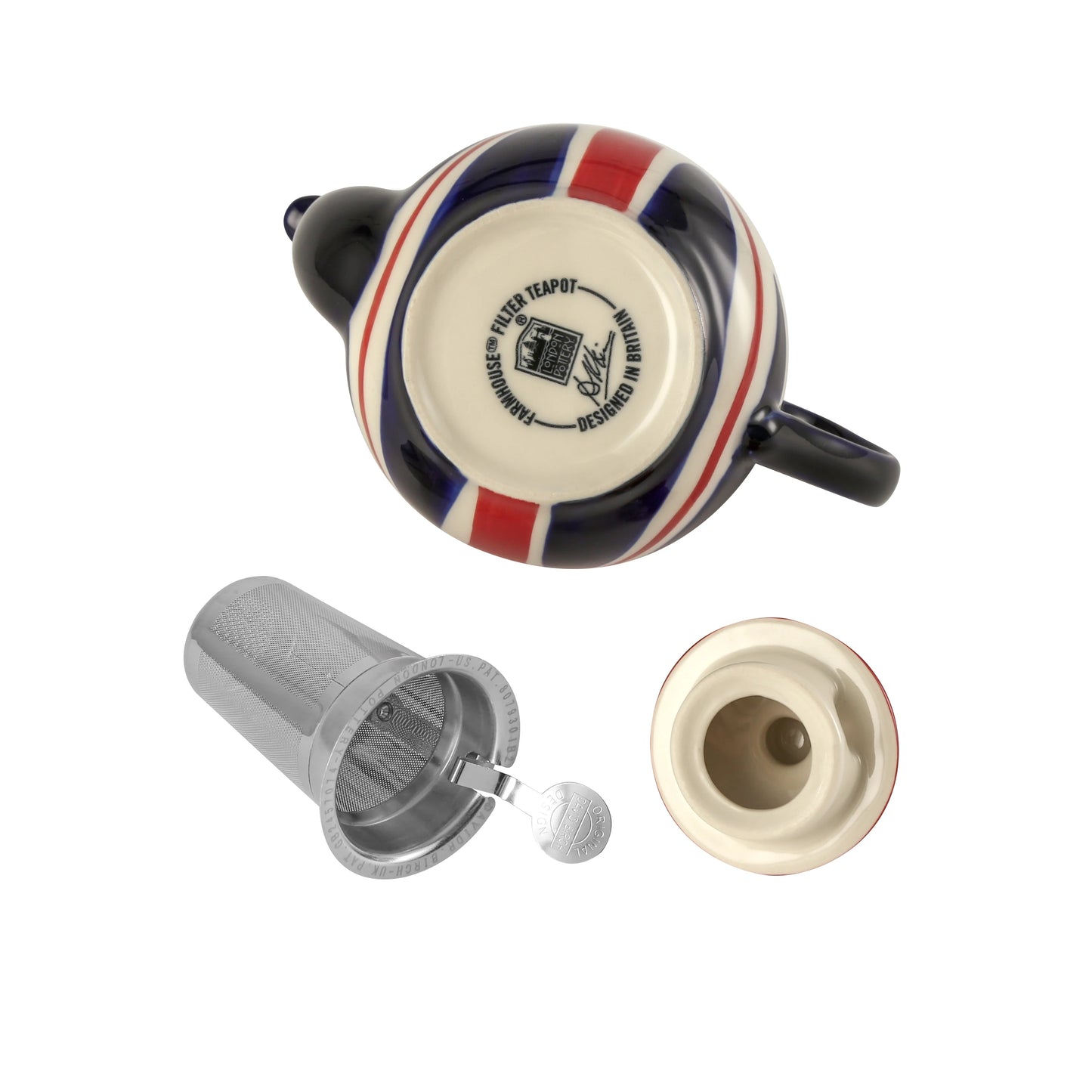 London Pottery Hand-painted flag Series 2 Cup Teapot British 600ml Ceramic Teapot with Stainless Infuser for Loose Tea Tea Set