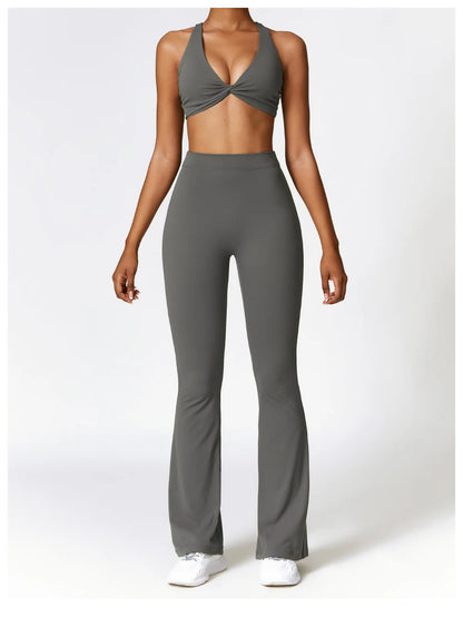 Gym Fitness Sports Flared Pant Dance Trousers Women V-shaped Hip Yoga Pants Flare Leggings Women High Waist Wide Leg Pants Women