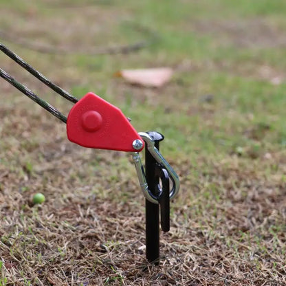 Secure Tent Rope Hanger with Ratchet Tie-Down System; Heavy-Duty Camping Gear with Reinforced Metal Gears and Adjustable Strap