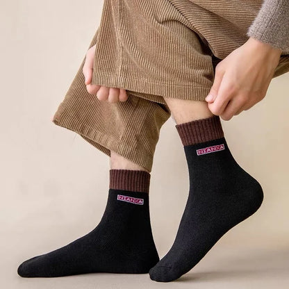 10Pairs/Men's Cotton Socks Winter Autumn Thickened Warm Mid-tube Socks Cotton Loop To Keep Warm Antibacterial Socks for MenWomen