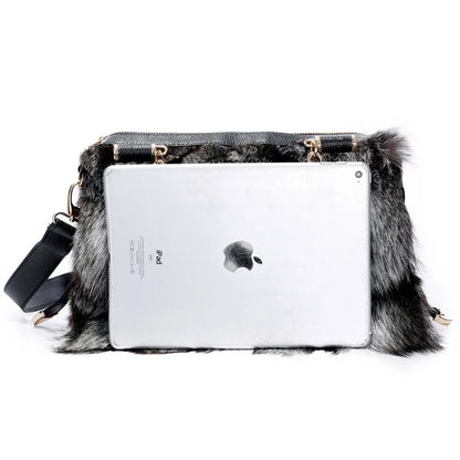 Winter Fox Fur Bag Women's Fur Bag Fashion Fur Handbag Ladies Bags Purses Women Shoulder Bag Real Silver Fox Fur Messenger Bags
