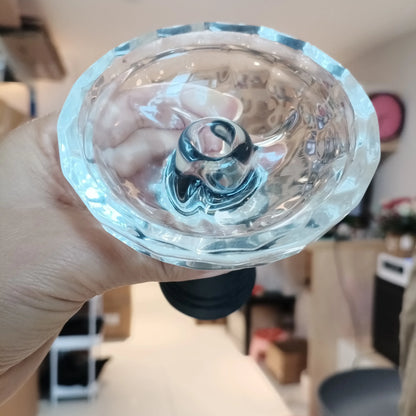 Premium  Crystal Glass Hookah Bowl with Anti-Slip Silicone Base - Heat-resistant Clear Chicha Narguile Shisha Tobacco Holder