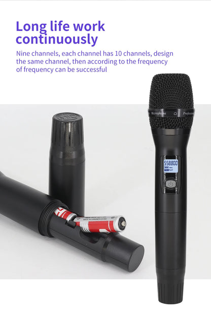 Professional wireless microphone high-frequency, handheld karaoke lavalier microphone, 8-channel stage performance