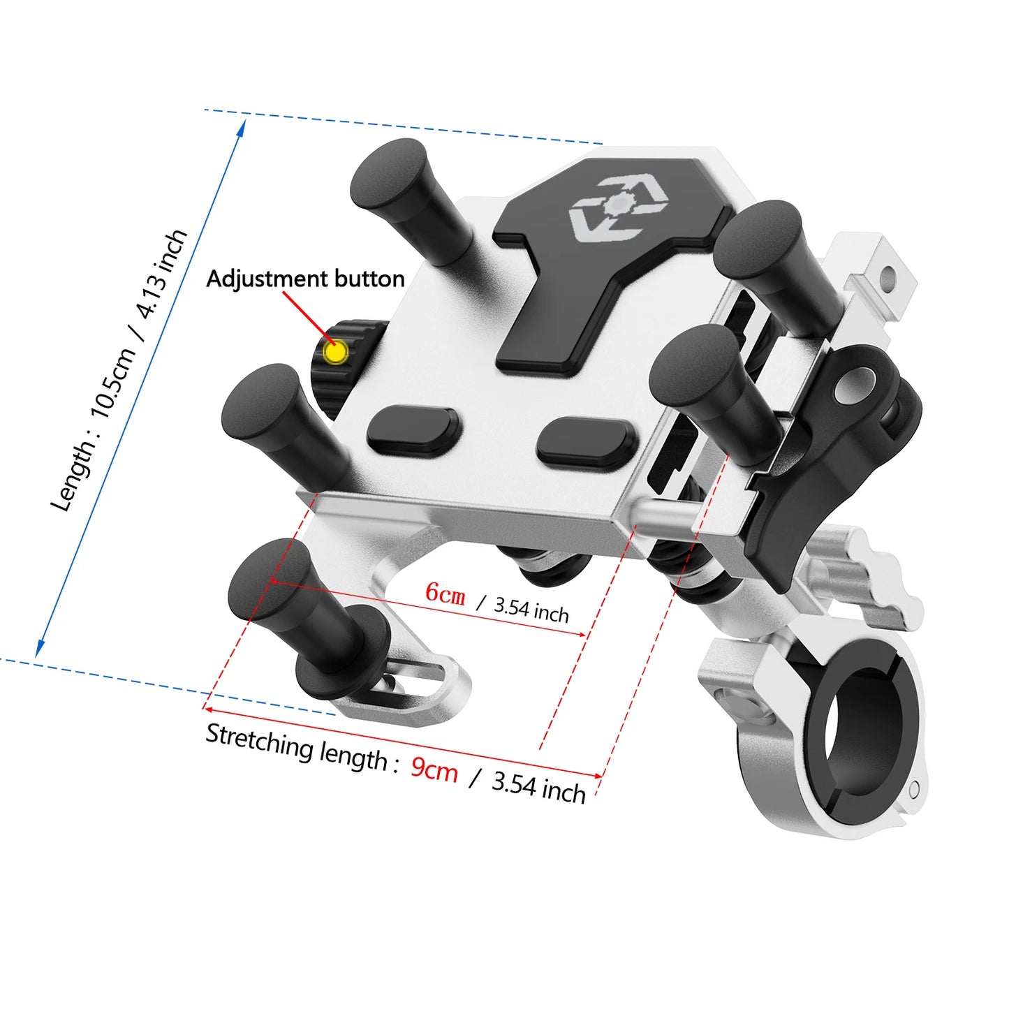 Motorcycle Phone Holder Universal Alloy Shock-Absorbing Motos Bicycle Handlebar Navigation Bracket 360° Rotary Adjustable Stand
