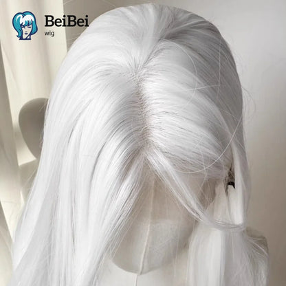 White Lace Front Wig for Women 26Inch Long Straight Synthetic Lace Wigs Heat Resistant Fibers for Cosplay Party Natural Hairline
