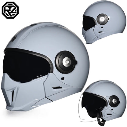 Motorcycle helmet men's and women's retro street bully combination full helmet all season detachable half helmet