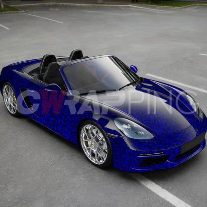 High Glossy Blue Forged Carbon Fiber Vinyl Wrap Waterproof Laser Film on the Hood DIY Car Adhesive Vinyl for Motorcycle Stickers