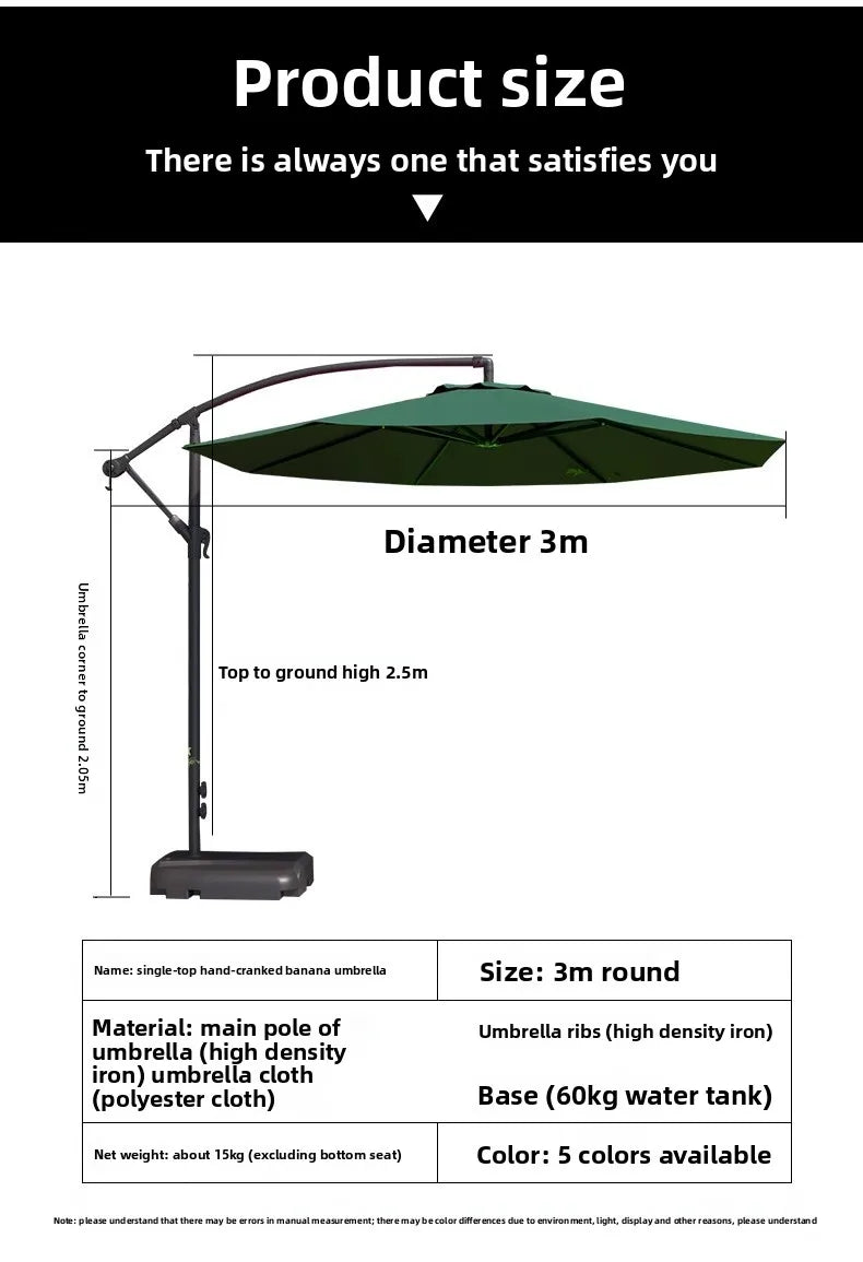 Courtyard Large Square Outdoor Sunshade Umbrella with Solar Lights Metal Frame Beach Balcony Stall Beach Umbrella