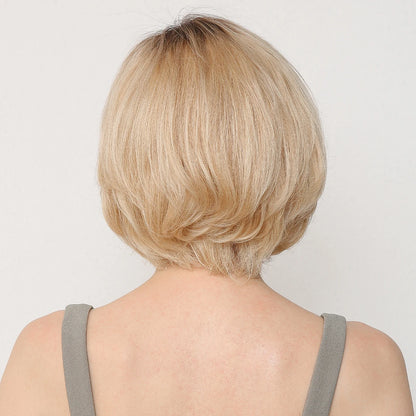 Hand-Tied Lace Front Wig Ombre Blonde Remy 100% Human Hair Wigs Natural Layered Bob HD Transparent Lace Frontal Hairs for Women