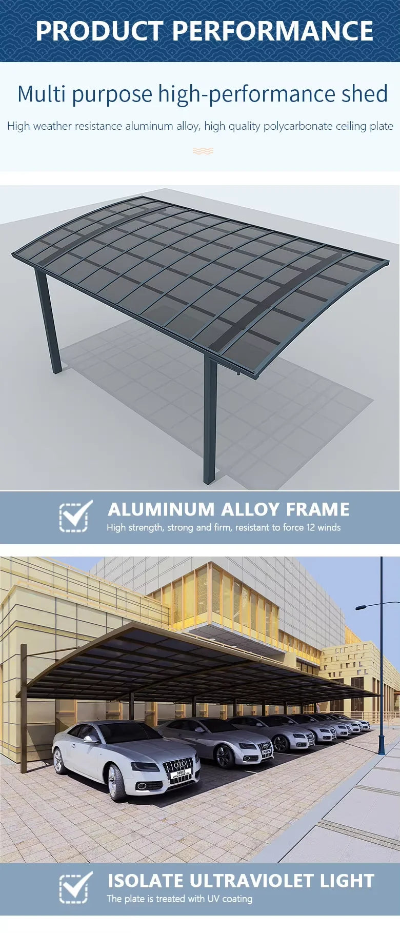 OneAlu Modern Custom Aluminum Outdoor Structure - Gazebo, Carport, Sunshade Canopy for Villa, Garden, Patio & Flower Stand