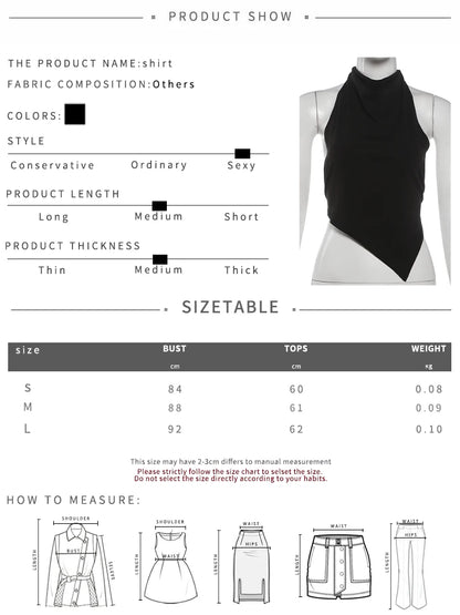 Nibber Irregular Hem Tank Top Women Trend Sexy Backless Halter Bandages Sleeveless Classic Fashion Hottie Street Wild Party Vest