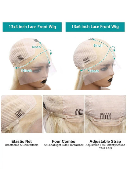 13x6 Lace Front Wig Blonde Golden Straight Hair Synthetic Wigs for Women Daily Party Cosplay Use Heat Resistant Fiber Hair
