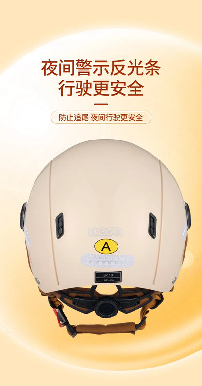 BEON Light Helmet Electric Motorcycle Lightweight Half Helmet Detachable Warm Ear Protection Capacete De Motocicleta