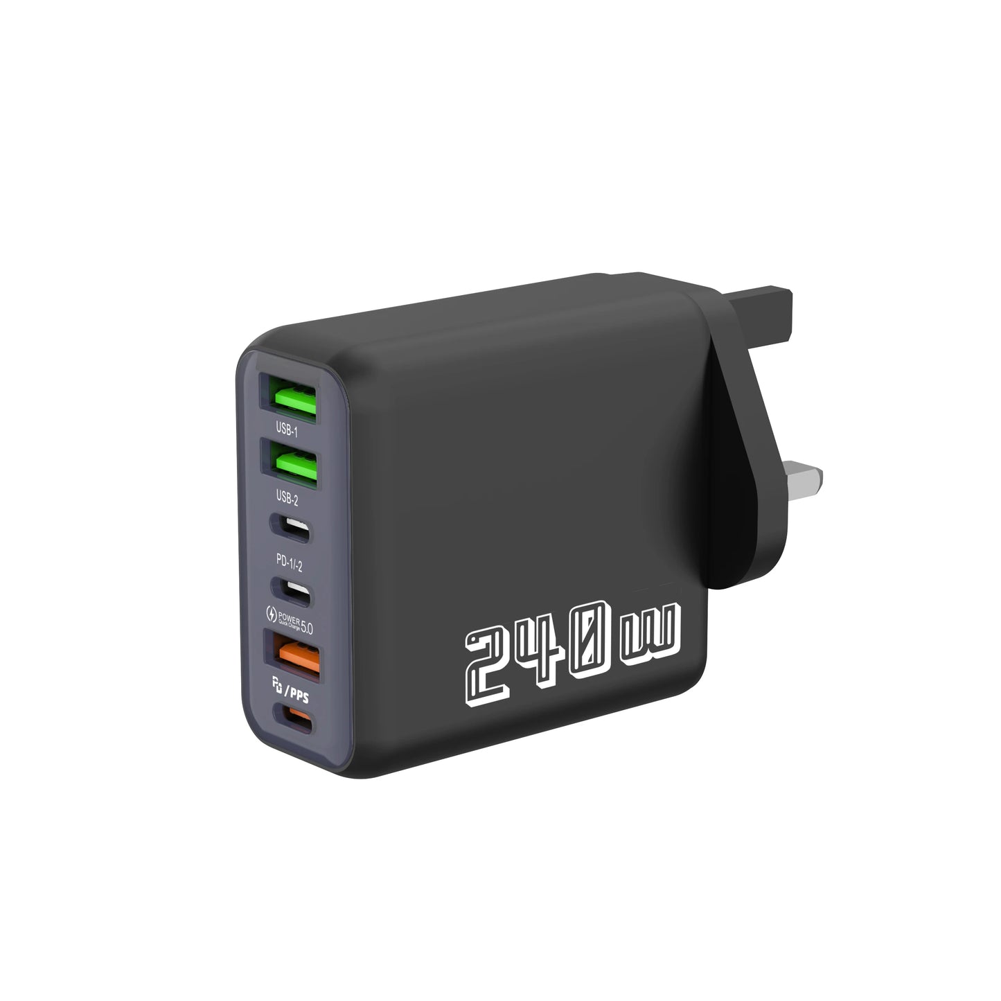 240W GaN Charger 2 Port USB C + USB A Fast Wall Charger UK/EU Plug PD Super Fast Charging For iPhone Samsung iPad Android Phone