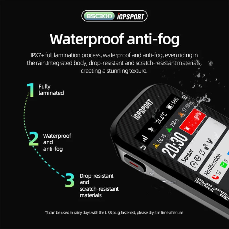 iGPSPORT BSC300 BSC 300 Yellow Computer ANT+ Wireless Bike Speedometer Bluetooth GPS route navigation notification Odometer