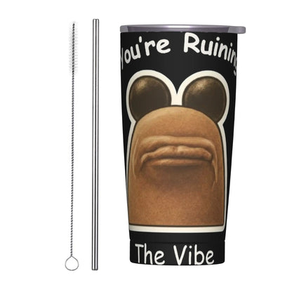 Marcus The Worm Christmas Meme  Tumbler With Straw  Stainless Steel Travel Mugs Double Wall Vacuum Insulated
