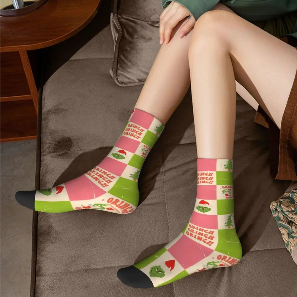 Cartoon Grinchh Xmas Socks Men's Women's Funny Happy Christmas Socks Hip Hop Spring Summer Autumn Winter Socks Gift