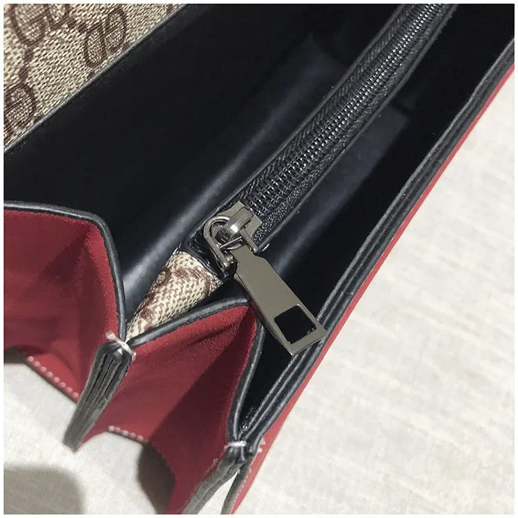 Fashionable Mini Printed Chain Women's Bag Crossbody Shoulder Bag Soft PU Leather Square Shape Bag with Phone Pocket