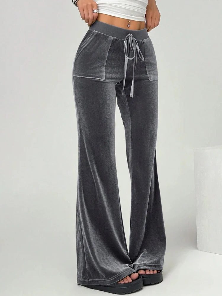 2025 autumn and winter women's micro flared pants slim fit and slimming casual flared pants velvet pants