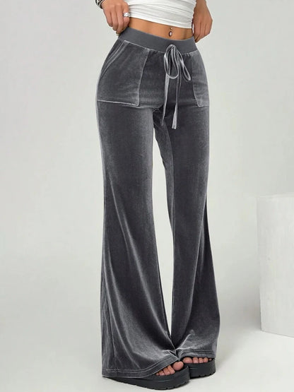 2025 autumn and winter women's micro flared pants slim fit and slimming casual flared pants velvet pants