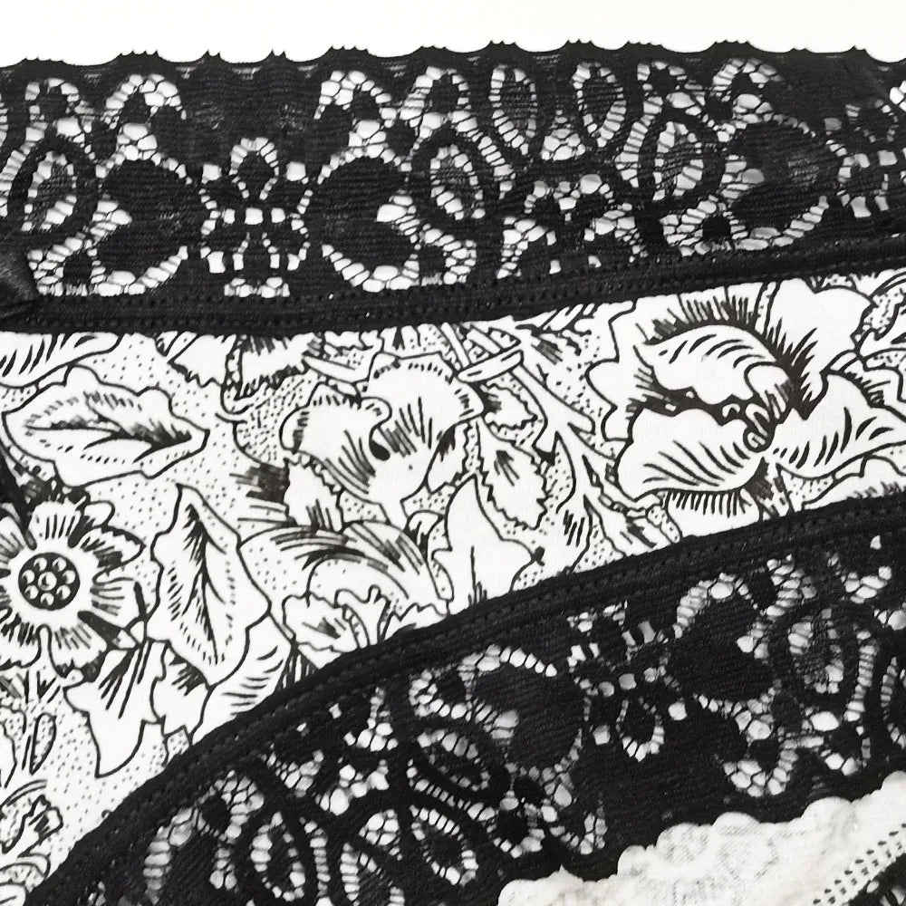 Sexy Lace Women Panties Cotton Underwear Girls Bow Briefs New Ladies Bikini 5 Pcs/set