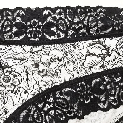 Sexy Lace Women Panties Cotton Underwear Girls Bow Briefs New Ladies Bikini 5 Pcs/set