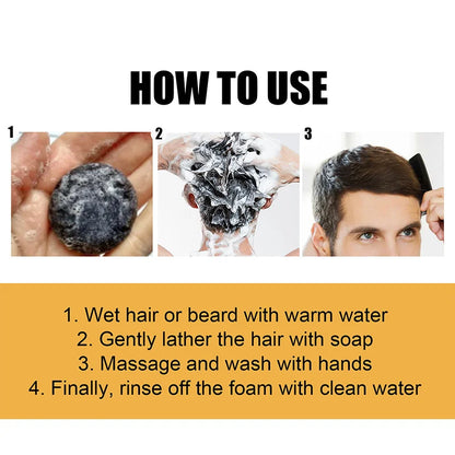 Polygonum Multiflorum Black Hair Soap Darkening Shampoo Bar Repair Gray White Color Hair Dye Shampoo For Men Women Hair Care