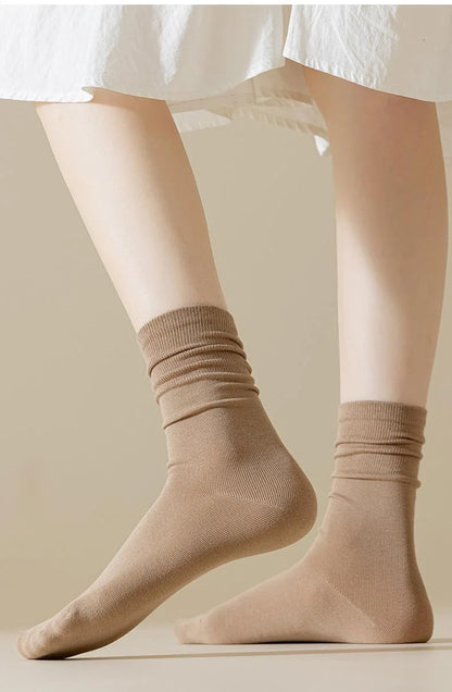 4 Pairs Women Socks Loose Socks Autumn Winter Japanese Style Ins Boneless Flat Seam Comfortable Mid Tube Cotton Socks Harajuku