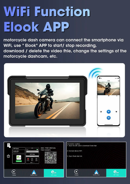 7 inch Motorcycle CarPlay Screen With TPMS GPS for Moto Navigation Display Screen Android Auto Digital Motorcycle Dashboard BT