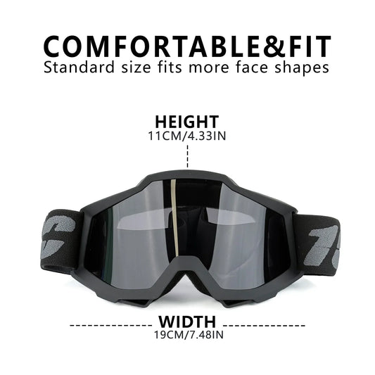 Outdoor motocross goggles for dirt bike, MTB, skiing & sports. Windproof, dustproof, UV protection. Universal fit.