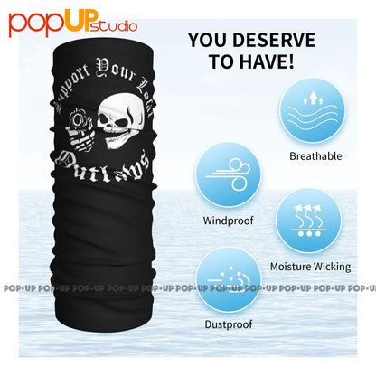 S Support Your Local Outlaws Biker Motorcycle Mc Skull Neck Gaiter Bandana Scarf Face Mask