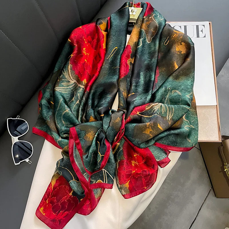 Spring Scarf Women's Luxury Design Polyester Material Smooth Scarf Soft Shawl Beach
