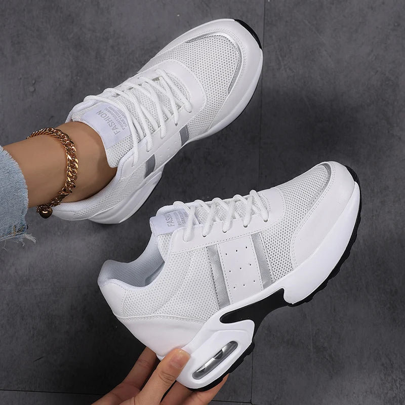 Fashion Women's Platform Shoes Invisible Height-increasing Casual Shoes Ladies Breathable Air-cushion Walking Traveling Shoes